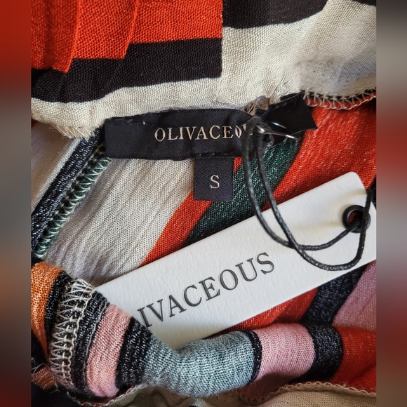 NWT Olivaceous Striped Rayon Wide Leg Pants with Side Slits, Multi Color size S - Picture 5 of 6